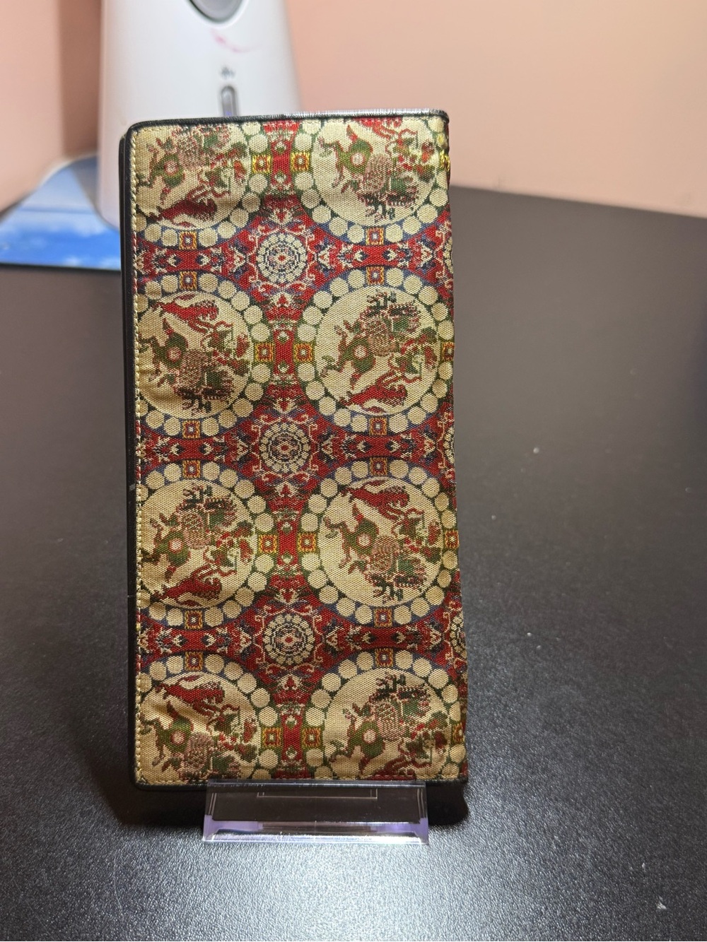 Embroidered Brocade Long leather Wallet with Japan design